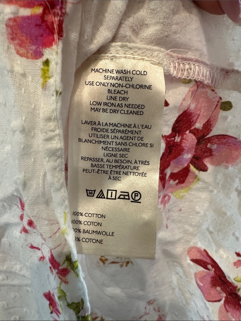 Anthropologie White Floral Ruffle V-Neck Peplum Blouse - Picture 8 of 8
